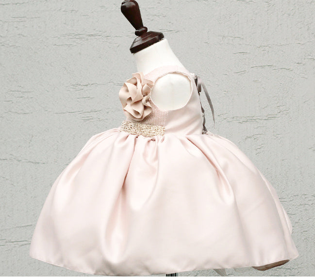子供ドレス発表会・結婚式・おしゃれなDRESCCOのエオスビジューベルトピンクツイードドレスの画像11