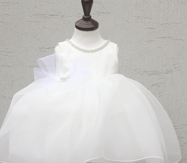 子供ドレス発表会・結婚式・おしゃれなDRESCCOのミダースビジューネックレスホワイトドレスの画像11