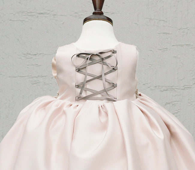 子供ドレス発表会・結婚式・おしゃれなDRESCCOのエオスビジューベルトピンクツイードドレスの画像12