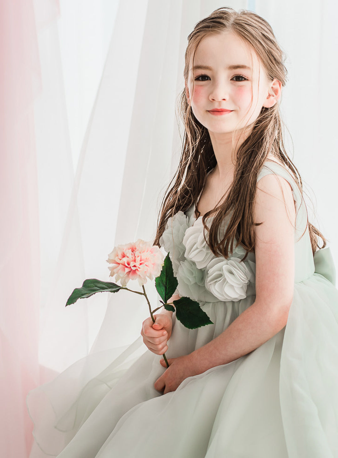 子供ドレス発表会・結婚式・おしゃれなDRESCCOのローズガーデンミントグリーンドレスの画像18