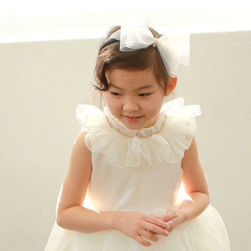 子供ドレスのヘアアクセサリー・発表会結婚式・おしゃれなDRESCCOのウエディングピーチカチューシャの画像1