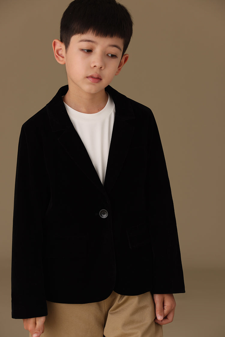 子どもおしゃれ着・スマートカジュアル COCO MODERNのK324 - ブラックベルベットジャケットの画像(7)