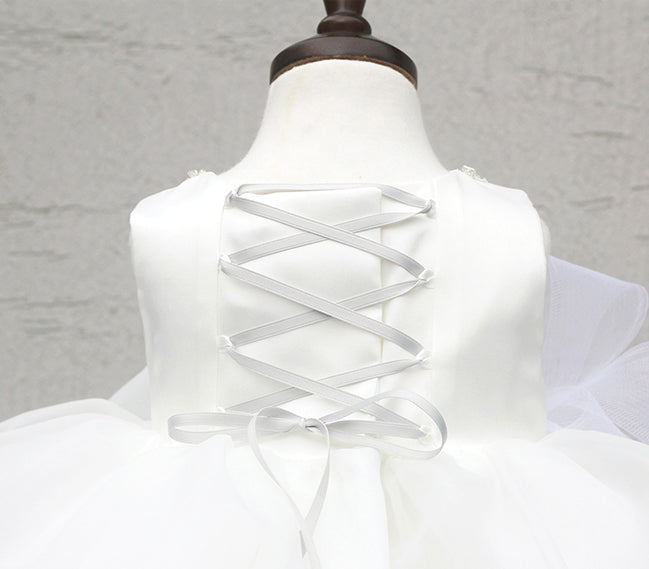 子供ドレス発表会・結婚式・おしゃれなDRESCCOのミダースビジューネックレスホワイトドレスの画像13