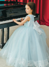 子供ドレス発表会・結婚式・おしゃれなDRESCCOのライトブルー刺繍ロングドレスの画像4