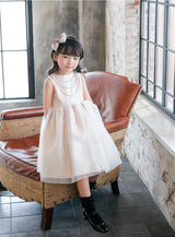 子供ドレス発表会・結婚式・おしゃれなDRESCCOのヘラゴールドピンクドレスの画像1