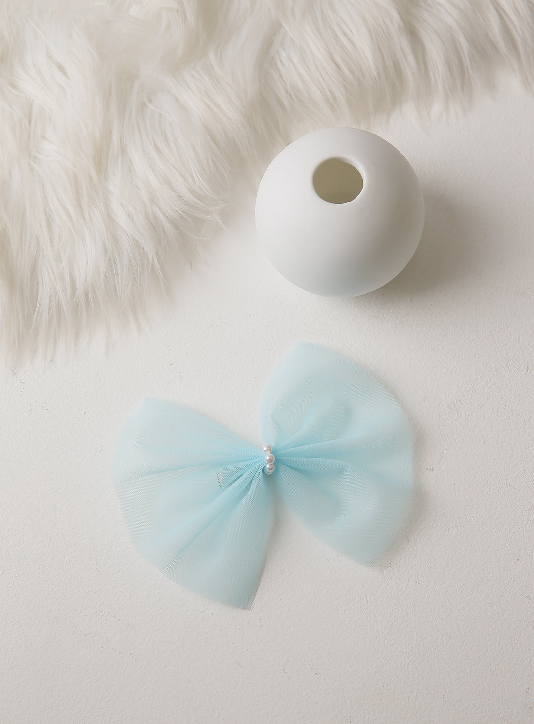 Tulle bick ribbon hairpin (blue)