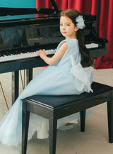 子供ドレス発表会・結婚式・おしゃれなDRESCCOのライトブルー刺繍ロングドレスの画像1