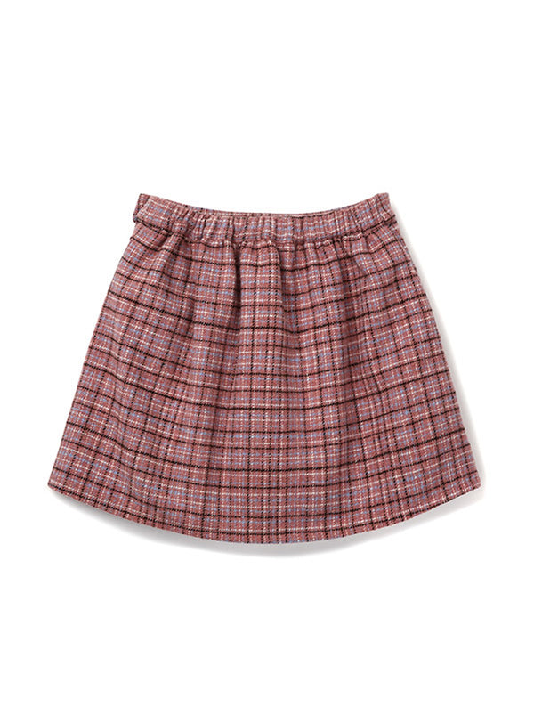 [renoma KIDS] ローズピンクチェックプリーツスカート