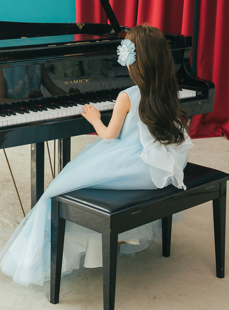 子供ドレス発表会・結婚式・おしゃれなDRESCCOのライトブルー刺繍ロングドレスの画像5
