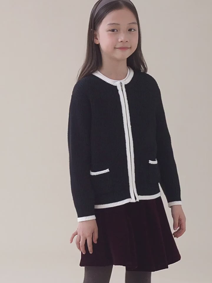 子どもおしゃれ着・スマートカジュアル COCO MODERNのK288 - ブラックジップアップウールカーディガンの画像(17)