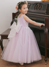 子供ドレス発表会・結婚式・おしゃれなDRESCCOのライラックフラワー刺繍ロングドレスの画像5