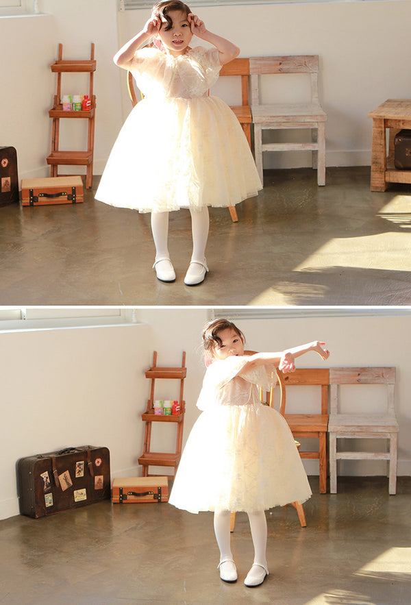 子供ドレスのボレロ・カーディガン・発表会結婚式・おしゃれなDRESCCOのキャサリンレースケープの画像2