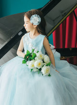 子供ドレス発表会・結婚式・おしゃれなDRESCCOのライトブルー刺繍ロングドレスの画像2