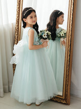 子供ドレス発表会・結婚式・おしゃれなDRESCCOのミントブルージュエリーロングドレスの画像4