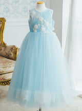 子供ドレス発表会・結婚式・おしゃれなDRESCCOのライトブルー刺繍ロングドレスの画像6