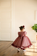 子供ドレス発表会・結婚式・おしゃれなDRESCCOのワインレッドドットドレスの画像5