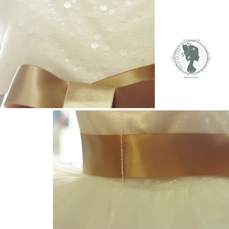 子供ドレス発表会・結婚式・おしゃれなDRESCCOのシャシャゴールドリボンドレスの画像7
