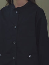 K3010 - ボタンポイントスタンドカラーブラックシャツ