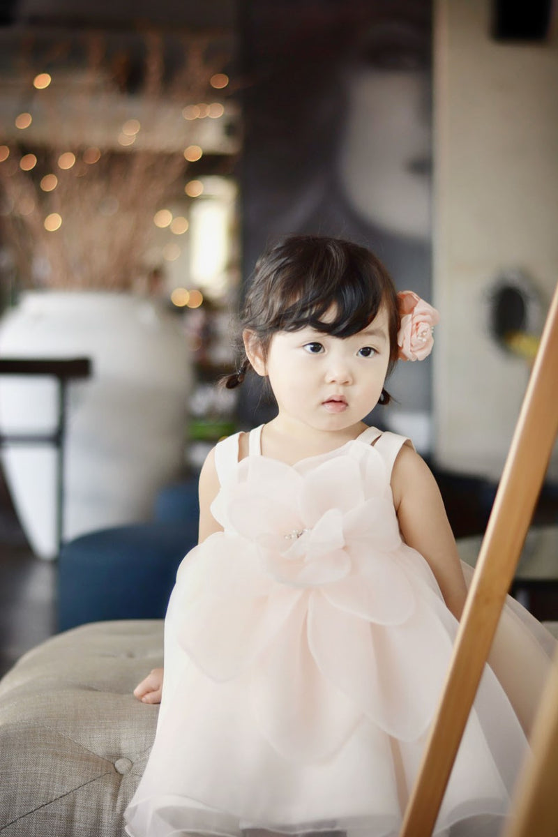 子供ドレス発表会・結婚式・おしゃれなDRESCCOのムーンライトフラワーピーチピンクドレスの画像4