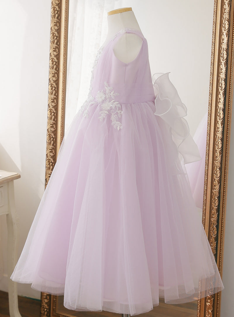 子供ドレス発表会・結婚式・おしゃれなDRESCCOのライラックフラワー刺繍ロングドレスの画像9