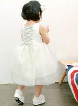 子供ドレス発表会・結婚式・おしゃれなDRESCCOのアイテールフラワーコサージュシルバーリボンドレスの画像5