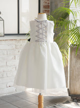 子供ドレス発表会・結婚式・おしゃれなDRESCCOのエレボスホワイトドレス（ネイビー）の画像17