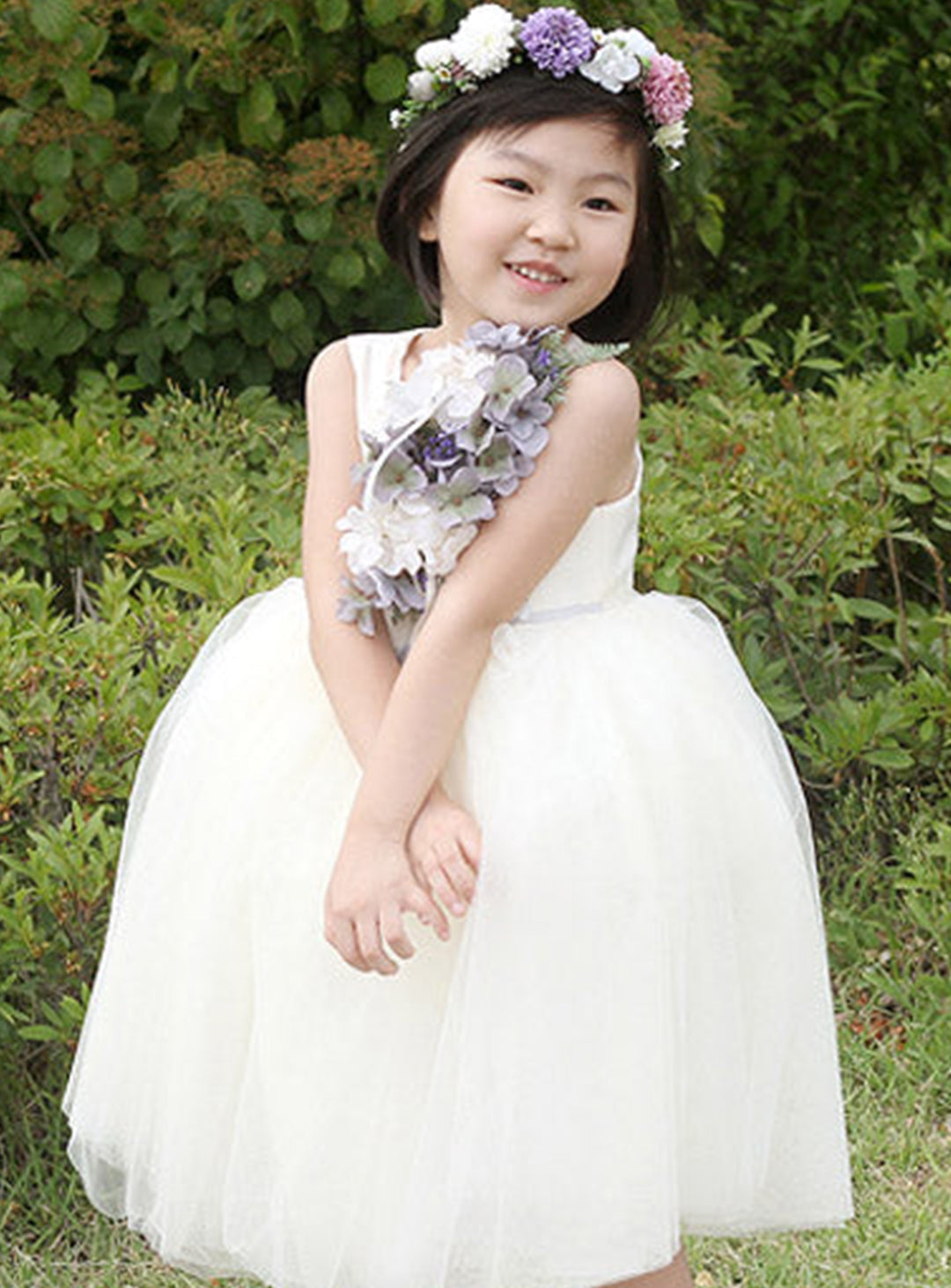 子供ドレス発表会・結婚式・おしゃれなDRESCCOのヘスティアブーケコサージュアイボリードレスの画像2
