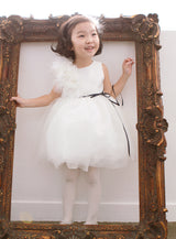 子供ドレス発表会・結婚式・おしゃれなDRESCCOのカリテスホワイトフラワーコサージュドレスの画像1
