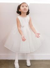 子供ドレス発表会・結婚式・おしゃれなDRESCCOのミダースビジューネックレスホワイトドレスの画像5