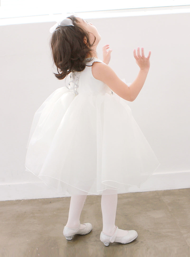 子供ドレス発表会・結婚式・おしゃれなDRESCCOのミダースビジューネックレスホワイトドレスの画像7