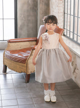 子供ドレス発表会・結婚式・おしゃれなDRESCCOのビクトリアグレイXインディピンクドレスの画像1