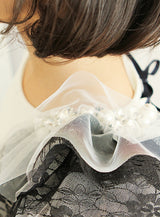 子供ドレス発表会・結婚式・おしゃれなDRESCCOのアルフェンホワイトブラック刺繍ドレスの画像11