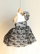 子供ドレス発表会・結婚式・おしゃれなDRESCCOのアルフェンホワイトブラック刺繍ドレスの画像14