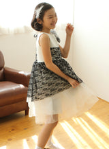 子供ドレス発表会・結婚式・おしゃれなDRESCCOのアルフェンホワイトブラック刺繍ドレスの画像5