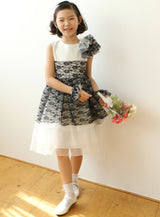 子供ドレス発表会・結婚式・おしゃれなDRESCCOのアルフェンホワイトブラック刺繍ドレスの画像8