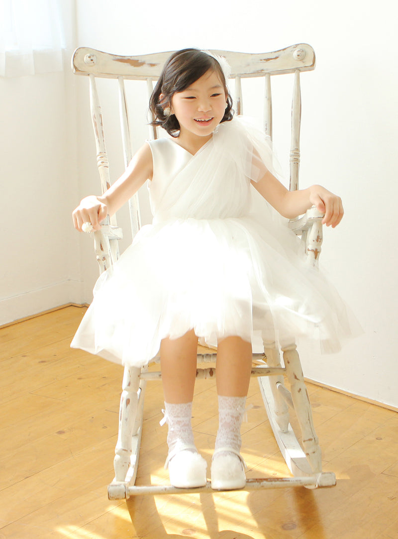 子供ドレス発表会・結婚式・おしゃれなDRESCCOのフレビアホワイトドレスの画像6