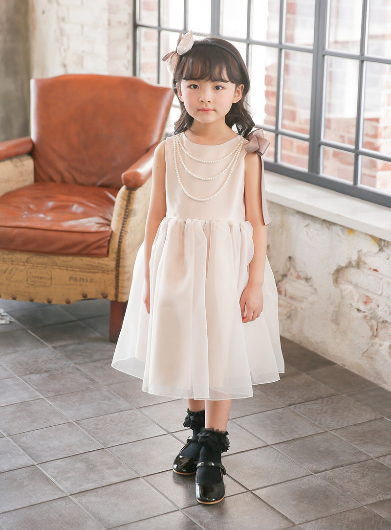 子供ドレス発表会・結婚式・おしゃれなDRESCCOのヘラゴールドピンクドレスの画像3