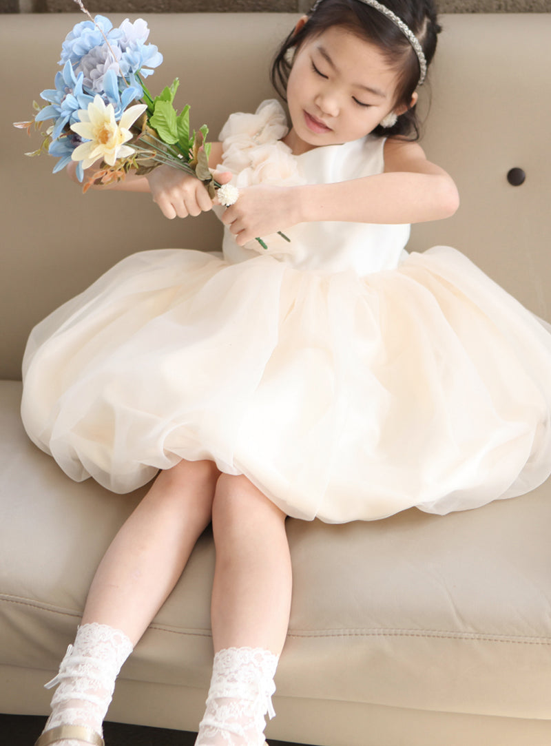 子供ドレス発表会・結婚式・おしゃれなDRESCCOのミューズアイボリーバルーンドレスの画像9