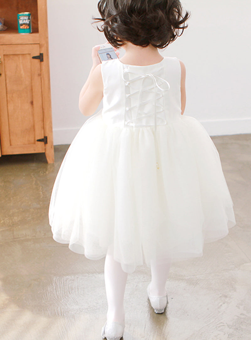子供ドレス発表会・結婚式・おしゃれなDRESCCOのテティスフラワーコサージュツイードドレスの画像4