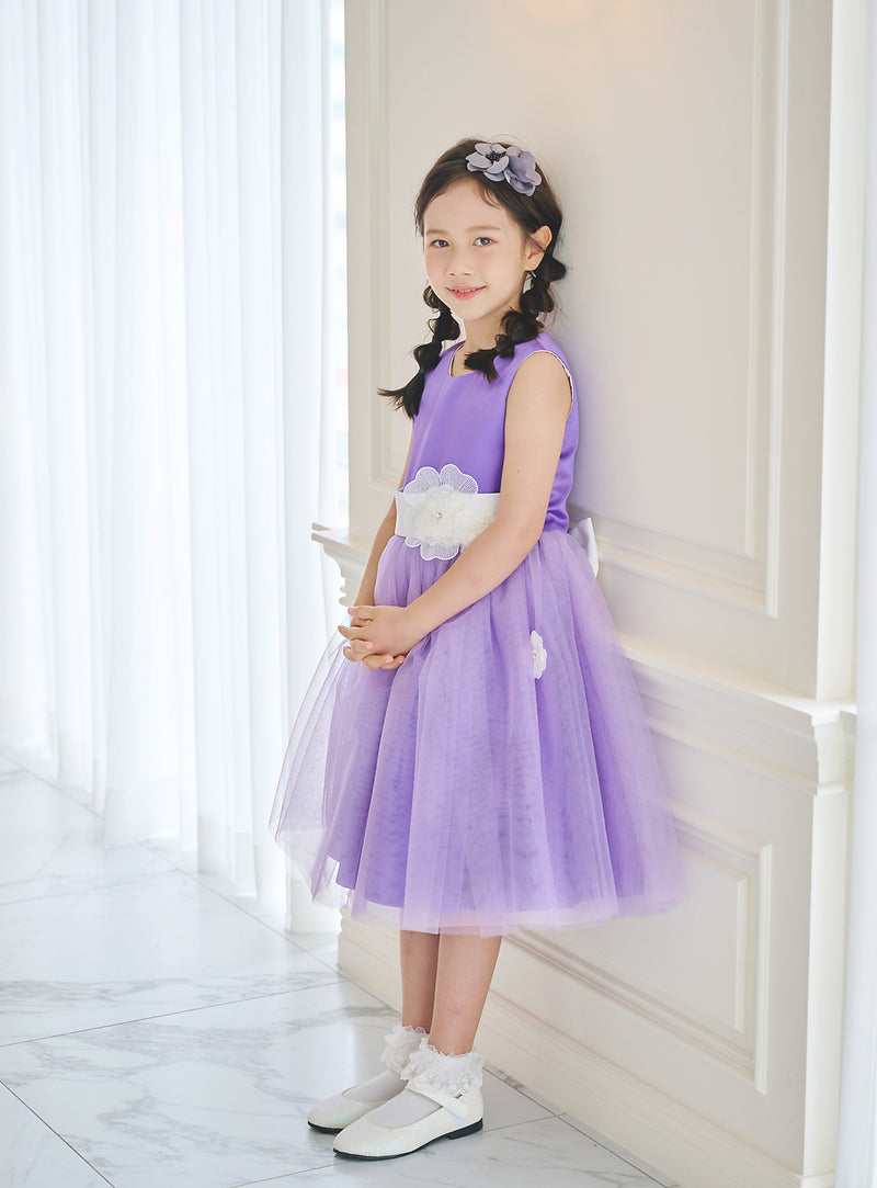 子供ドレス発表会・結婚式・おしゃれなDRESCCOのD-SU-57-4-バイオレットフラワーリーフドレスの画像4