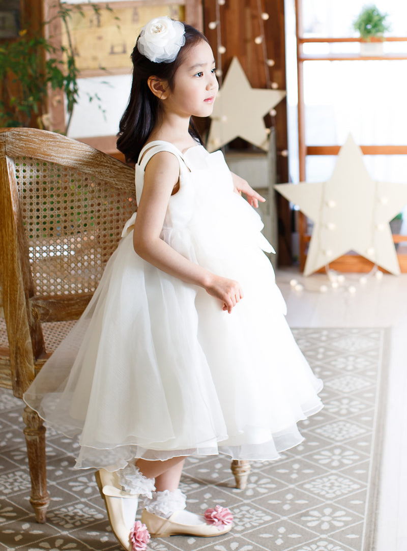 子供ドレス発表会・結婚式・おしゃれなDRESCCOのムーンライトフラワーアイボリードレスの画像2