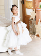 子供ドレス発表会・結婚式・おしゃれなDRESCCOのシャシャゴールドリボンドレスの画像1