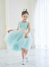 子供ドレス発表会・結婚式・おしゃれなDRESCCOのD-SU-57-3-ミントブルーフラワーリーフドレスの画像5