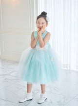 子供ドレス発表会・結婚式・おしゃれなDRESCCOのD-SU-57-3-ミントブルーフラワーリーフドレスの画像6