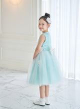 子供ドレス発表会・結婚式・おしゃれなDRESCCOのD-SU-57-3-ミントブルーフラワーリーフドレスの画像7