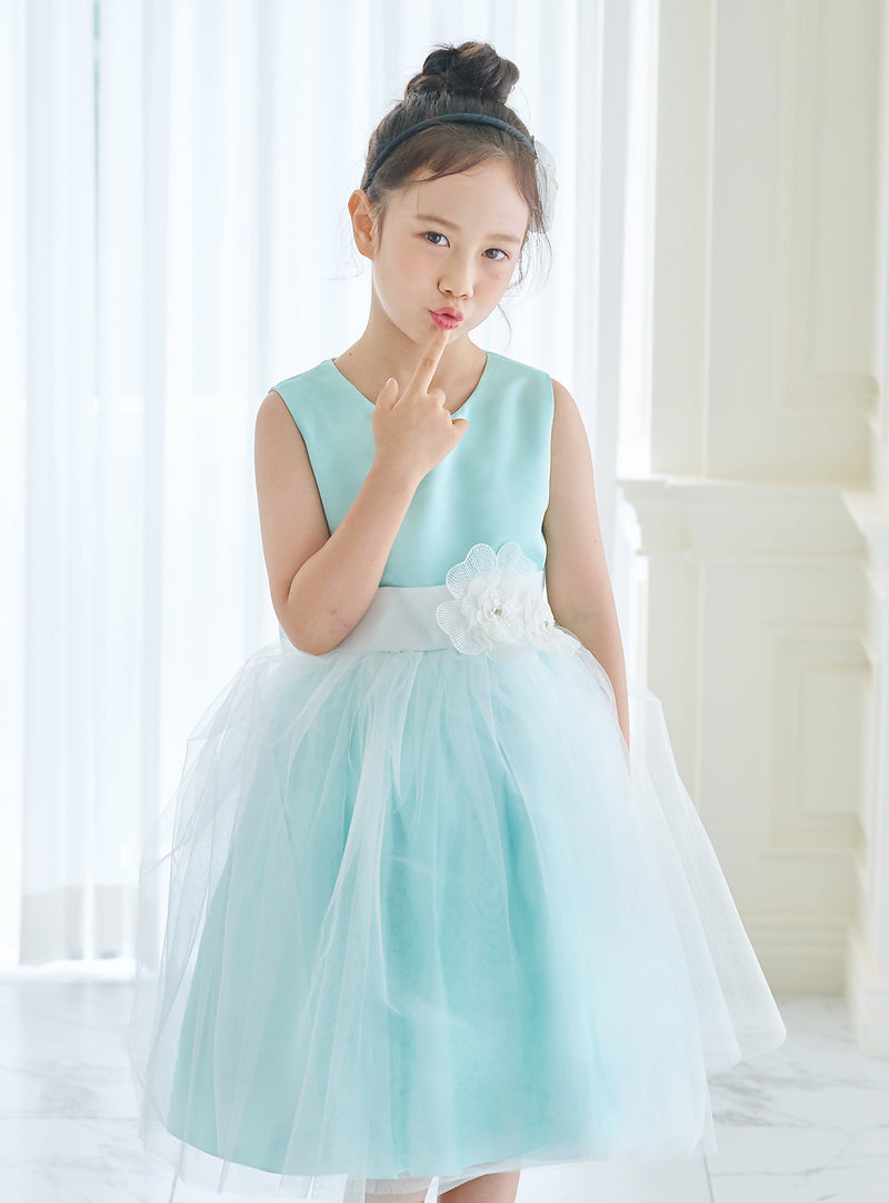 子供ドレス発表会・結婚式・おしゃれなDRESCCOのD-SU-57-3-ミントブルーフラワーリーフドレスの画像9