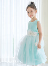 子供ドレス発表会・結婚式・おしゃれなDRESCCOのD-SU-57-3-ミントブルーフラワーリーフドレスの画像10