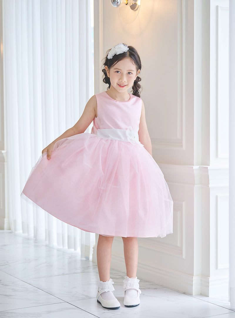 子供ドレス発表会・結婚式・おしゃれなDRESCCOのD-SU-57-2-ピンクフラワーリーフドレスの画像6