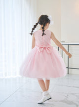 子供ドレス発表会・結婚式・おしゃれなDRESCCOのD-SU-57-2-ピンクフラワーリーフドレスの画像8