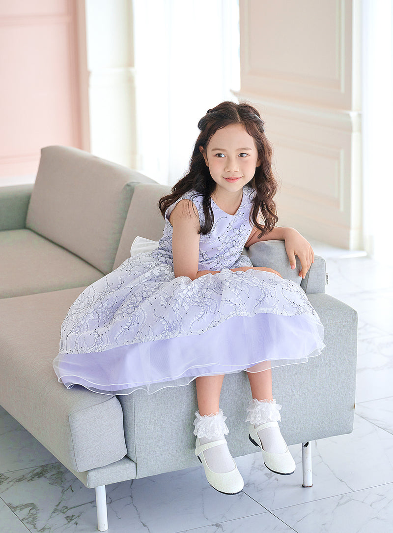 子供ドレス発表会・結婚式・おしゃれなDRESCCOのウィステリアフラワーラッセルレースドレスの画像8